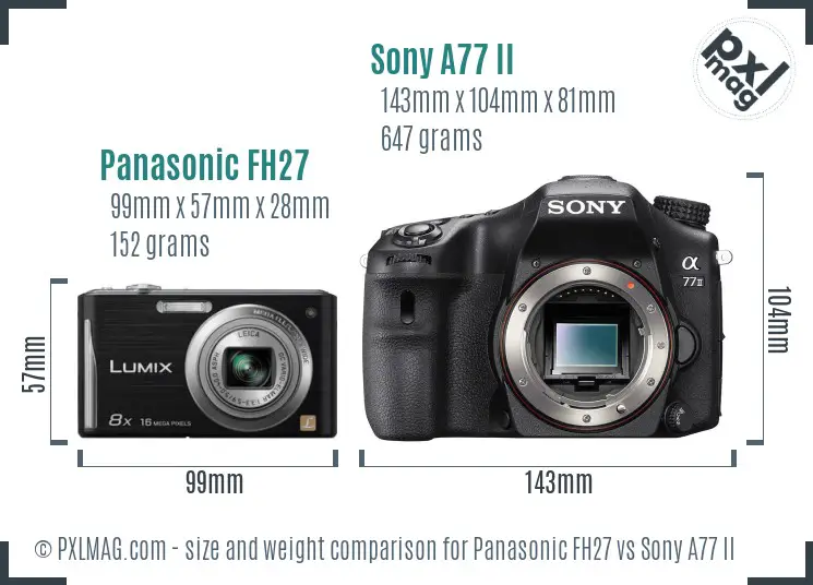 Panasonic FH27 vs Sony A77 II size comparison