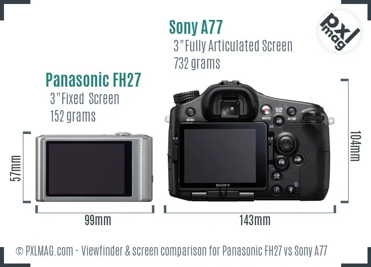 Panasonic FH27 vs Sony A77 Screen and Viewfinder comparison