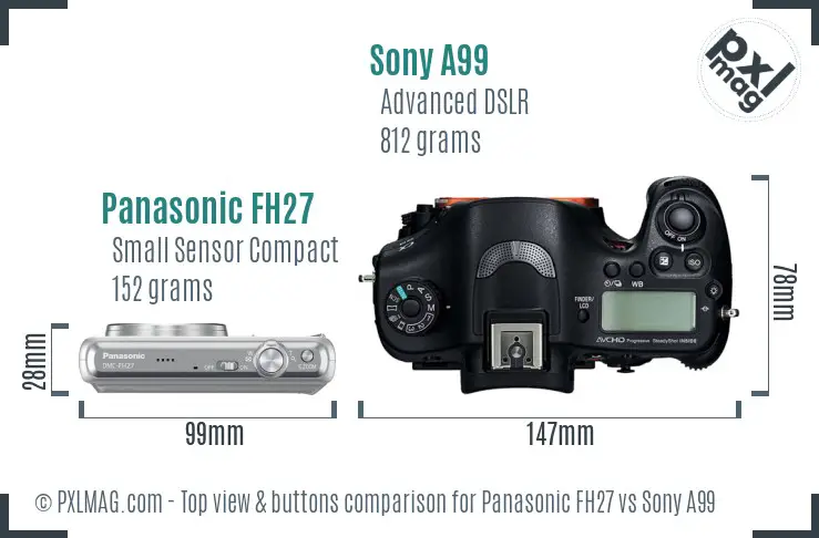 Panasonic FH27 vs Sony A99 top view buttons comparison
