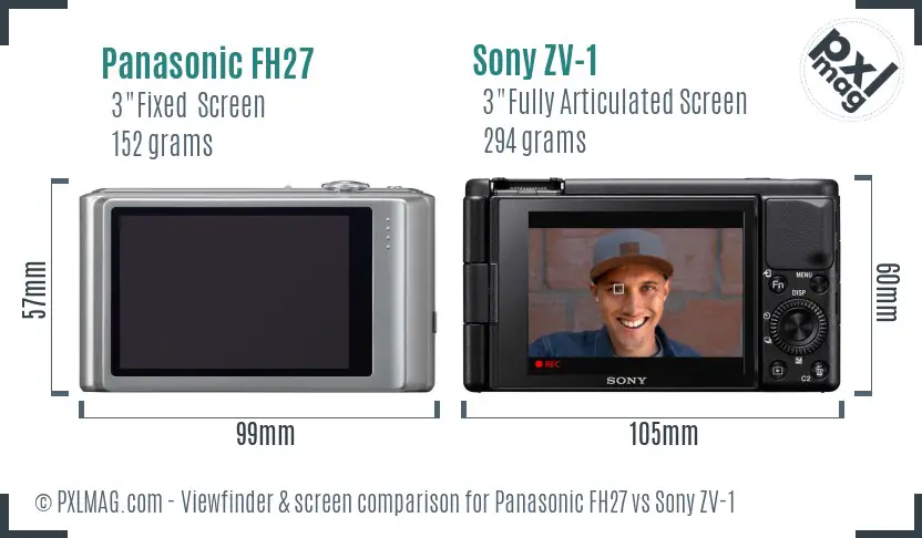 Panasonic FH27 vs Sony ZV-1 Screen and Viewfinder comparison
