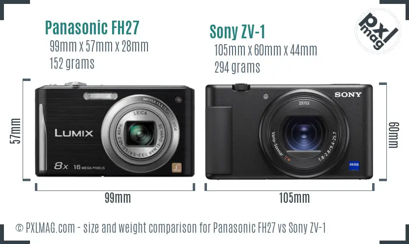 Panasonic FH27 vs Sony ZV-1 size comparison