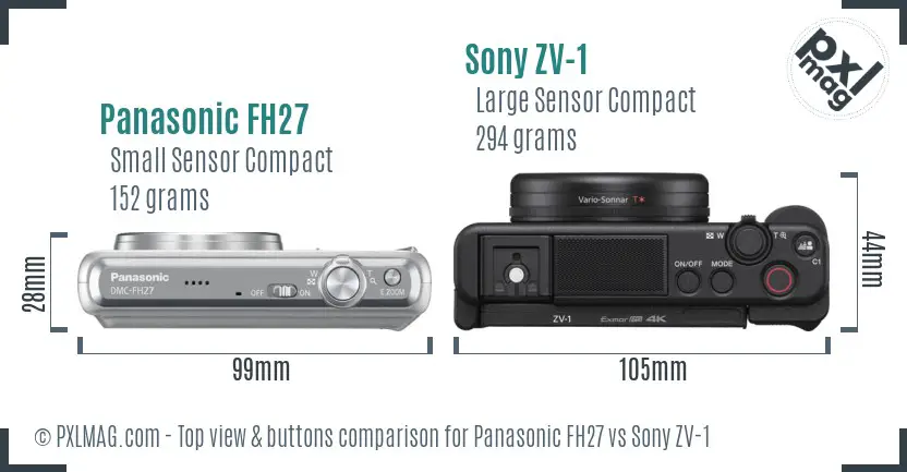 Panasonic FH27 vs Sony ZV-1 top view buttons comparison