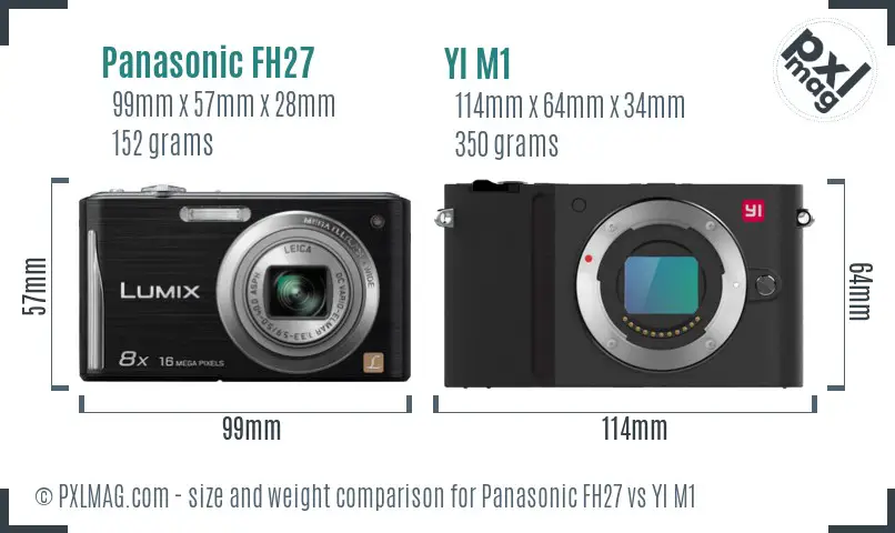 Panasonic FH27 vs YI M1 size comparison