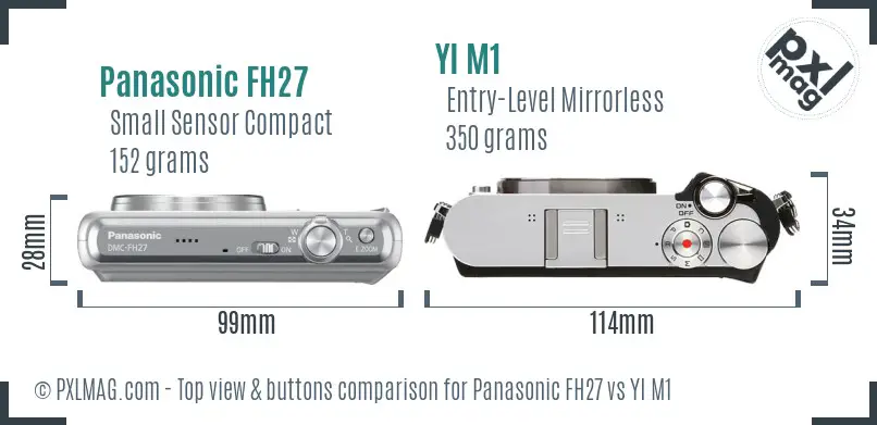 Panasonic FH27 vs YI M1 top view buttons comparison