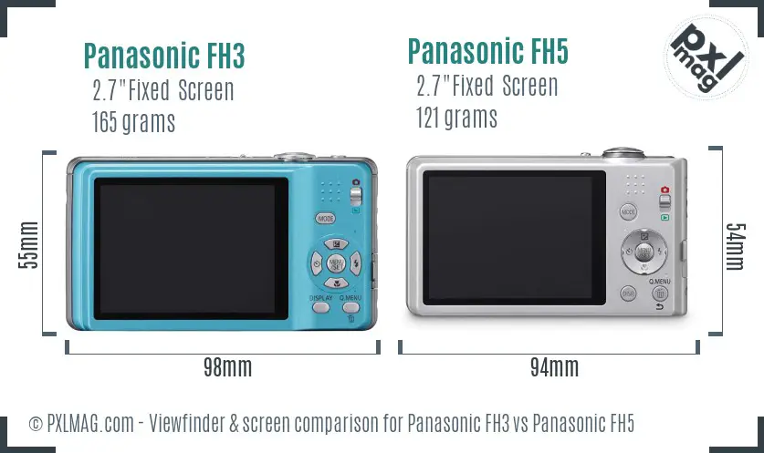 Panasonic FH3 vs Panasonic FH5 Screen and Viewfinder comparison