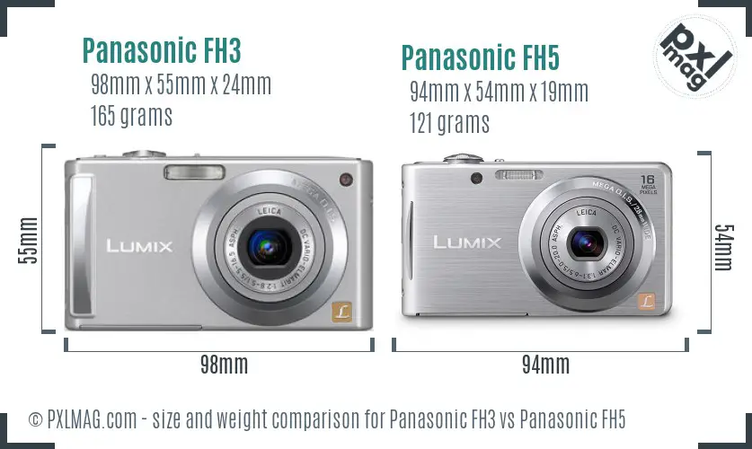 Panasonic FH3 vs Panasonic FH5 size comparison