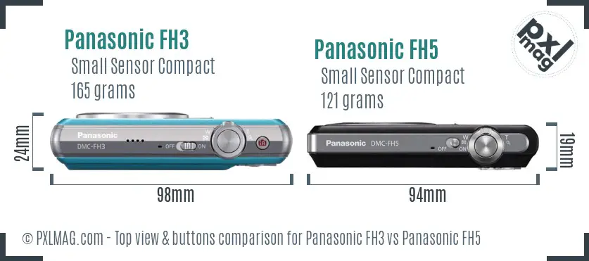 Panasonic FH3 vs Panasonic FH5 top view buttons comparison