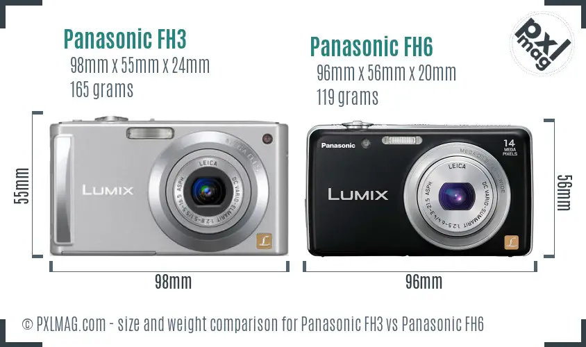 Panasonic FH3 vs Panasonic FH6 size comparison
