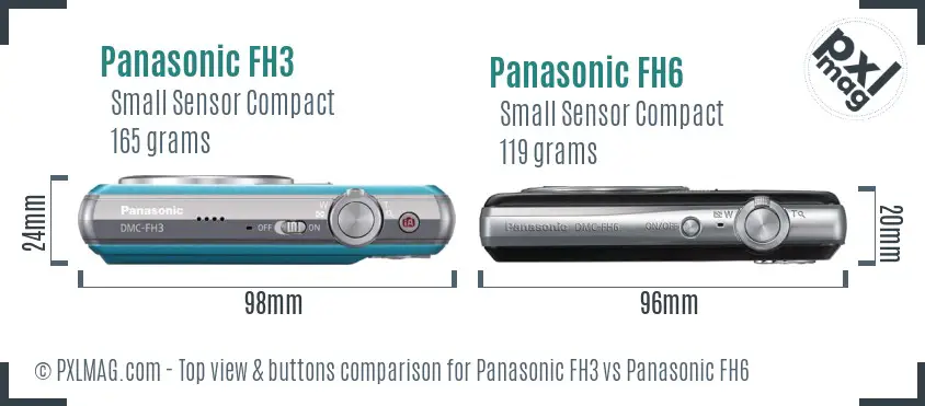 Panasonic FH3 vs Panasonic FH6 top view buttons comparison