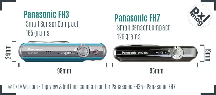Panasonic FH3 vs Panasonic FH7 top view buttons comparison