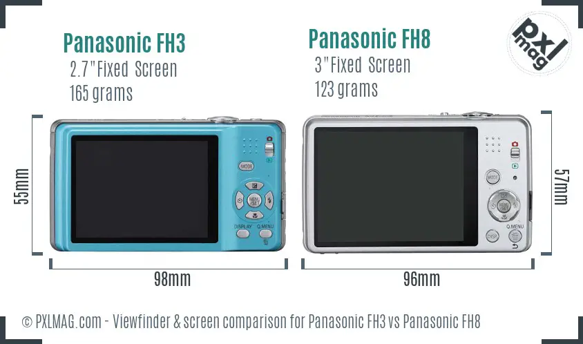 Panasonic FH3 vs Panasonic FH8 Screen and Viewfinder comparison