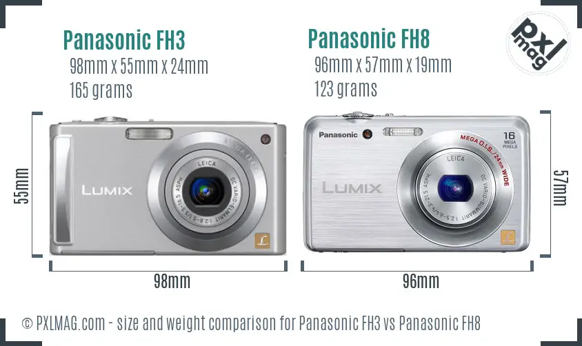 Panasonic FH3 vs Panasonic FH8 size comparison