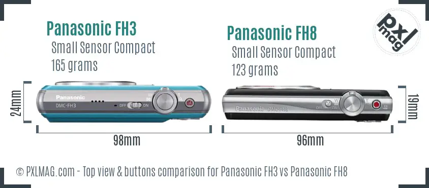 Panasonic FH3 vs Panasonic FH8 top view buttons comparison