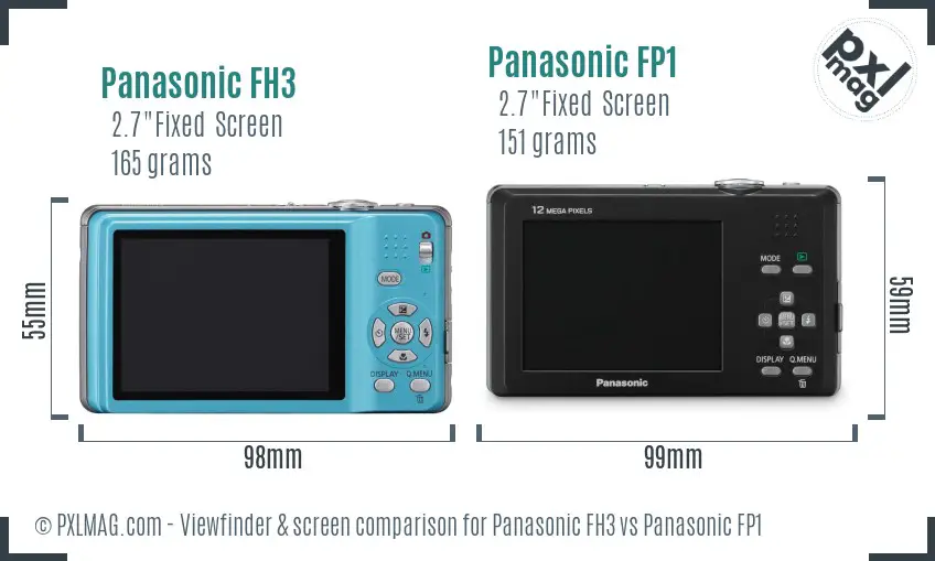 Panasonic FH3 vs Panasonic FP1 Screen and Viewfinder comparison