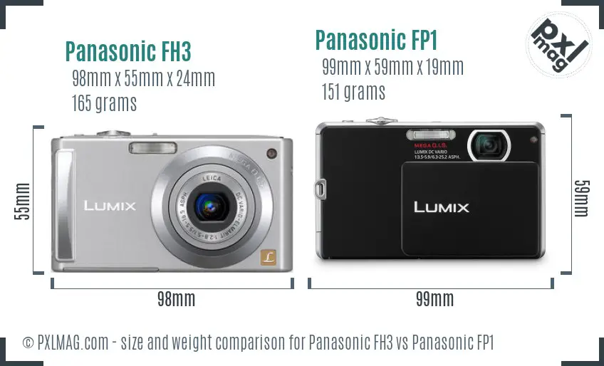 Panasonic FH3 vs Panasonic FP1 size comparison