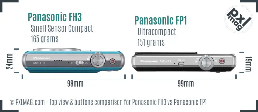 Panasonic FH3 vs Panasonic FP1 top view buttons comparison