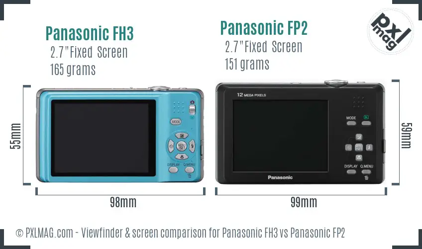 Panasonic FH3 vs Panasonic FP2 Screen and Viewfinder comparison