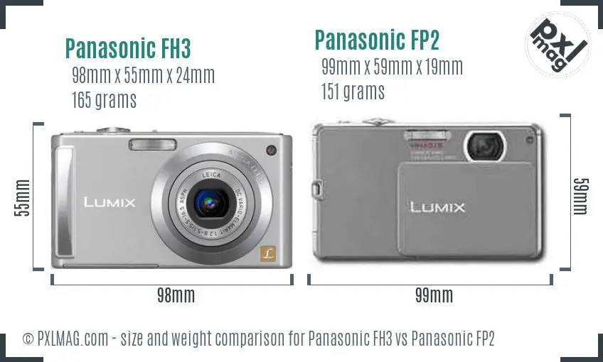 Panasonic FH3 vs Panasonic FP2 size comparison