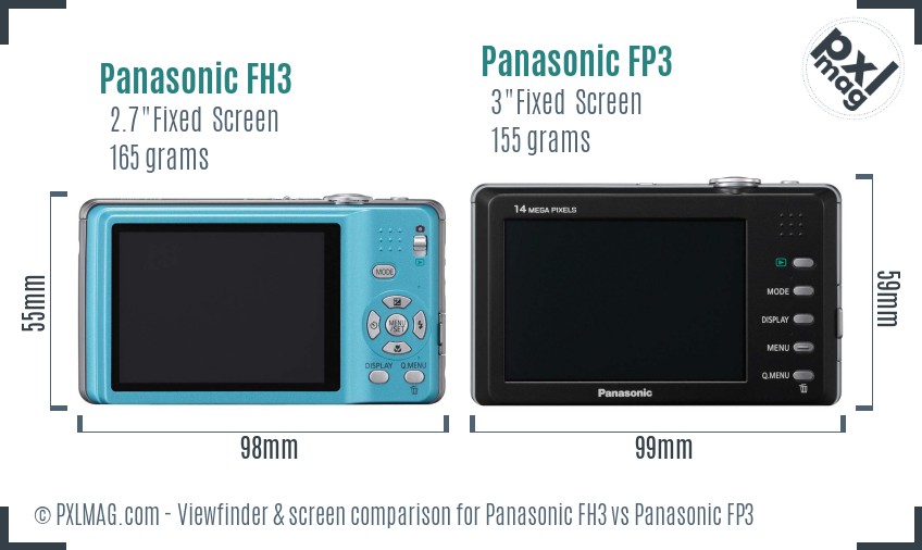Panasonic FH3 vs Panasonic FP3 Screen and Viewfinder comparison