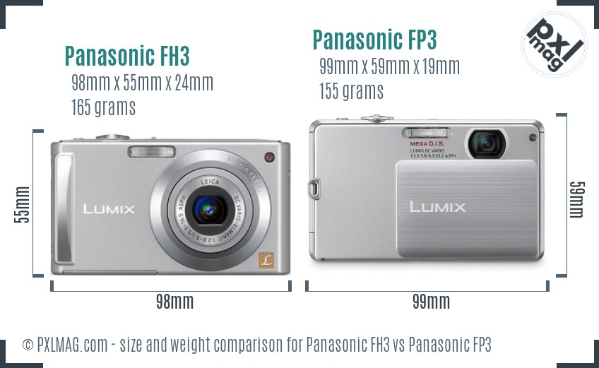 Panasonic FH3 vs Panasonic FP3 size comparison