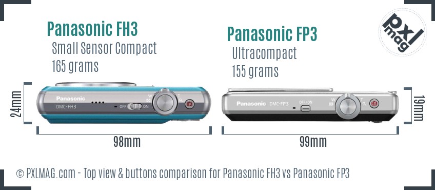 Panasonic FH3 vs Panasonic FP3 top view buttons comparison