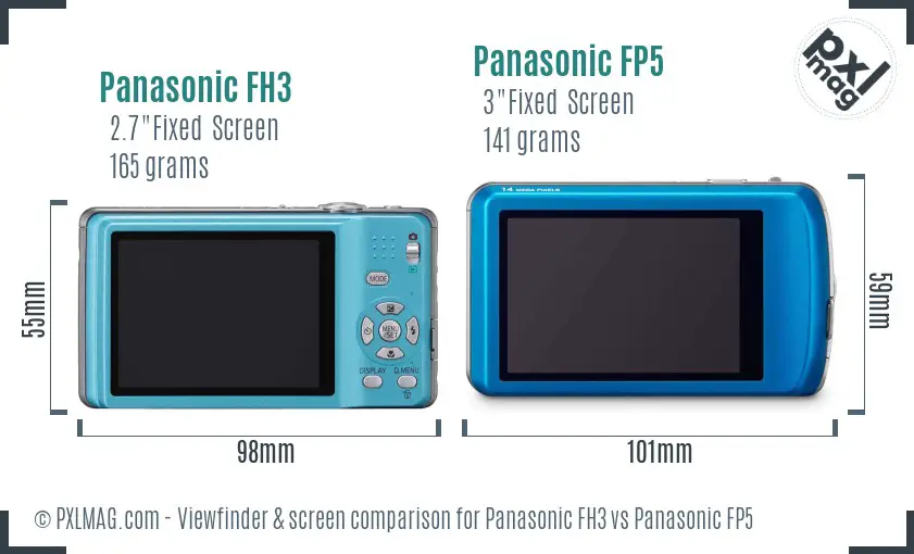 Panasonic FH3 vs Panasonic FP5 Screen and Viewfinder comparison