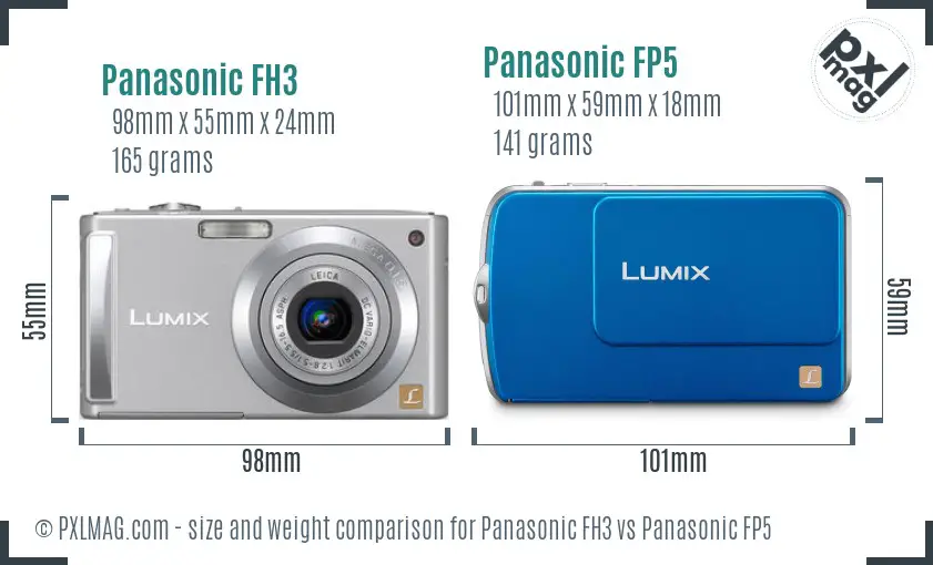 Panasonic FH3 vs Panasonic FP5 size comparison