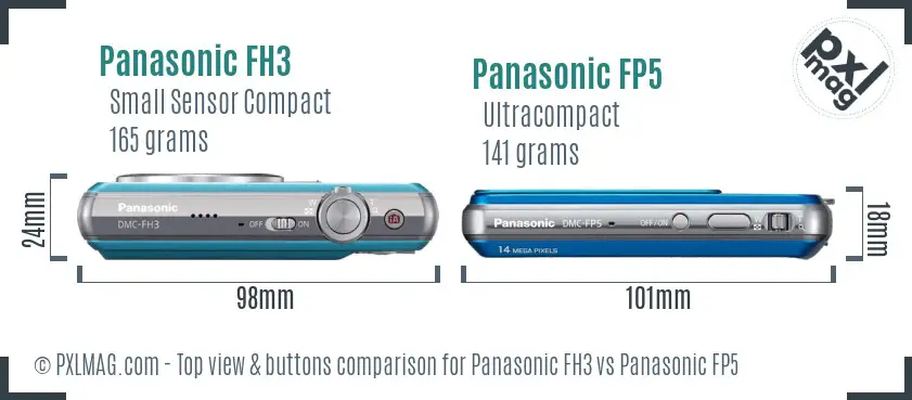 Panasonic FH3 vs Panasonic FP5 top view buttons comparison