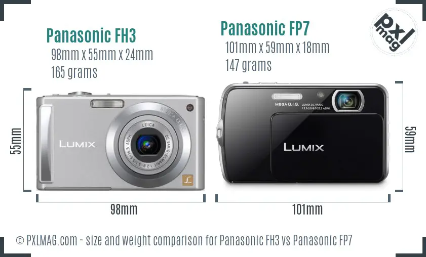 Panasonic FH3 vs Panasonic FP7 size comparison