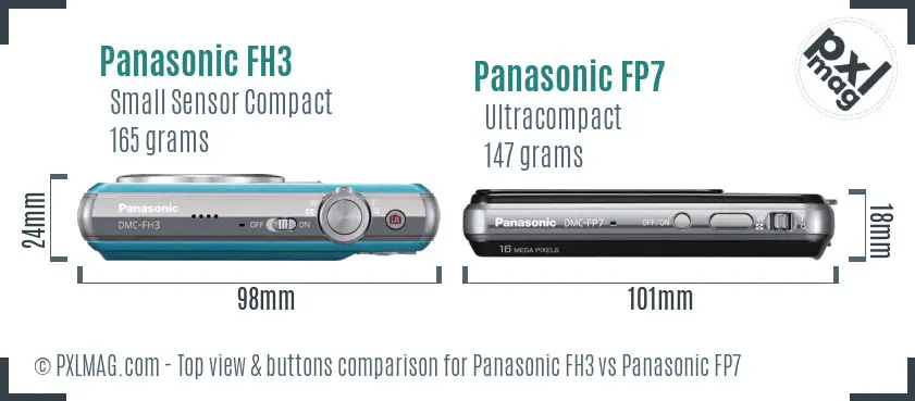 Panasonic FH3 vs Panasonic FP7 top view buttons comparison