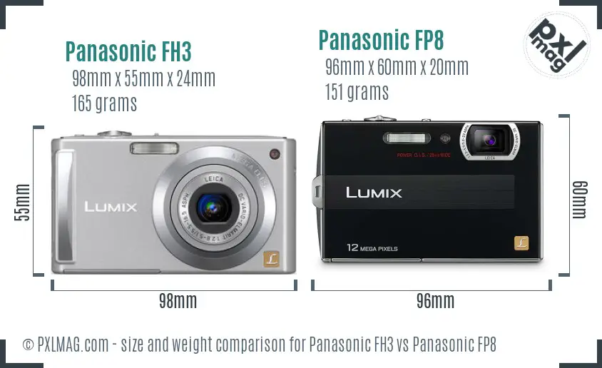 Panasonic FH3 vs Panasonic FP8 size comparison