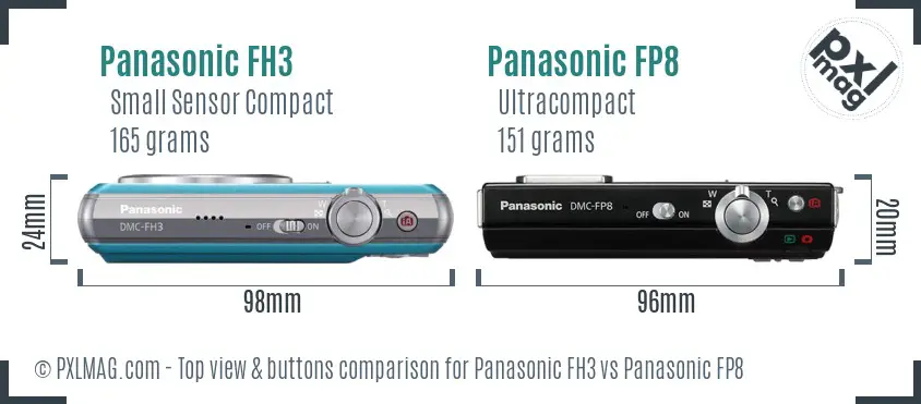 Panasonic FH3 vs Panasonic FP8 top view buttons comparison