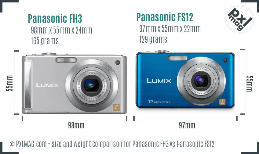 Panasonic FH3 vs Panasonic FS12 size comparison