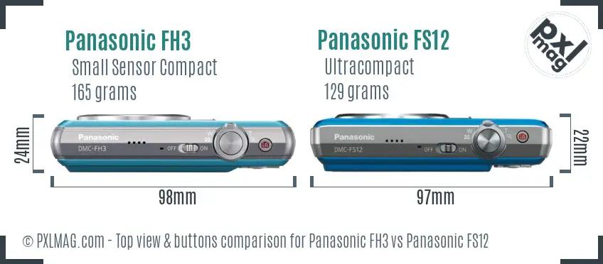 Panasonic FH3 vs Panasonic FS12 top view buttons comparison