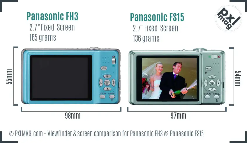 Panasonic FH3 vs Panasonic FS15 Screen and Viewfinder comparison