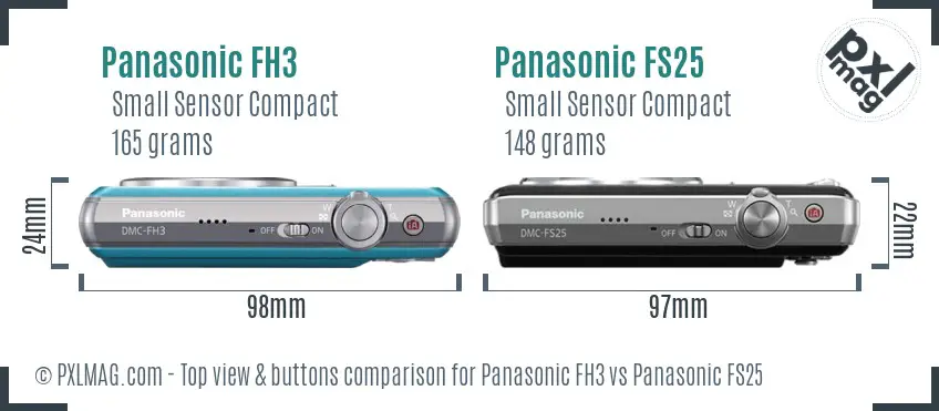 Panasonic FH3 vs Panasonic FS25 top view buttons comparison