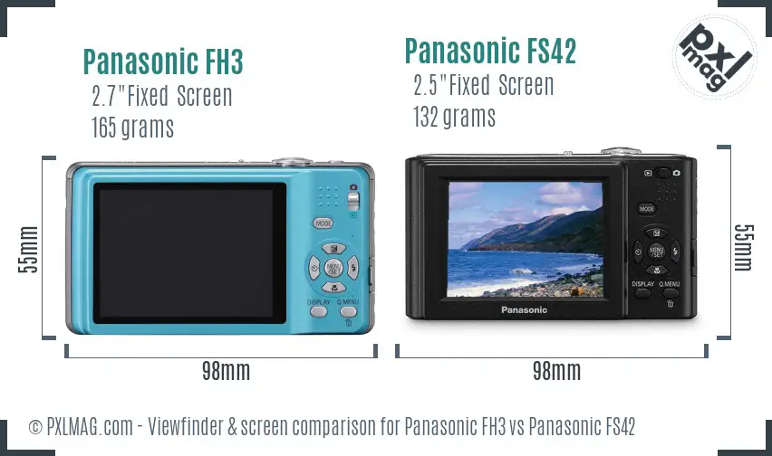 Panasonic FH3 vs Panasonic FS42 Screen and Viewfinder comparison