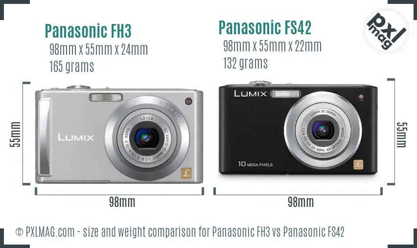 Panasonic FH3 vs Panasonic FS42 size comparison