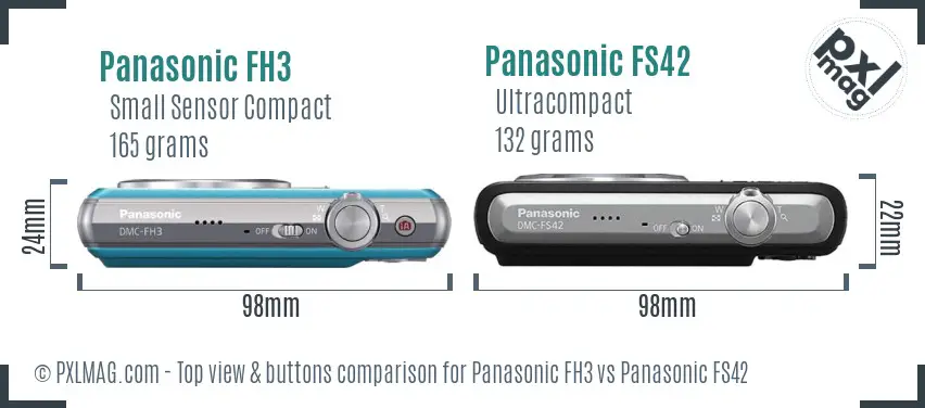 Panasonic FH3 vs Panasonic FS42 top view buttons comparison