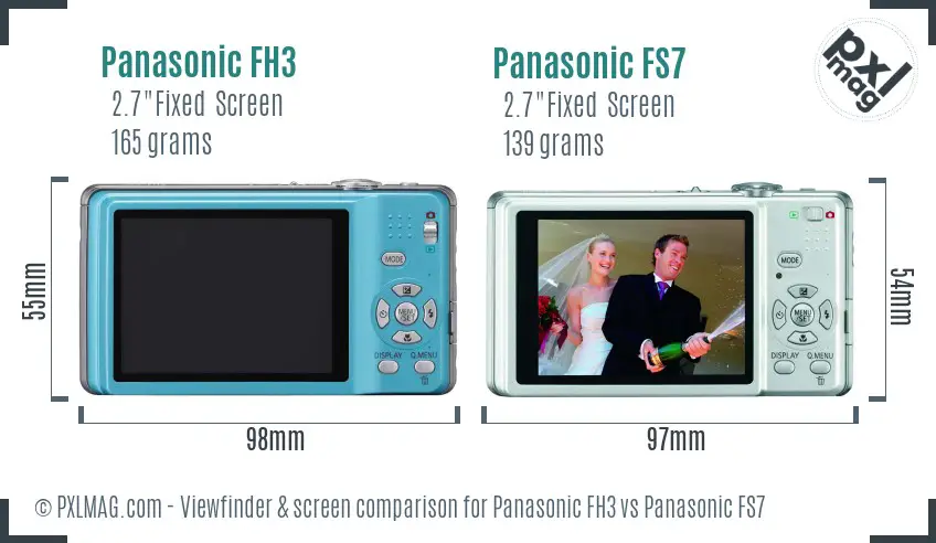 Panasonic FH3 vs Panasonic FS7 Screen and Viewfinder comparison Panasonic FH3 vs Panasonic FS7 Screen and Viewfinder comparison