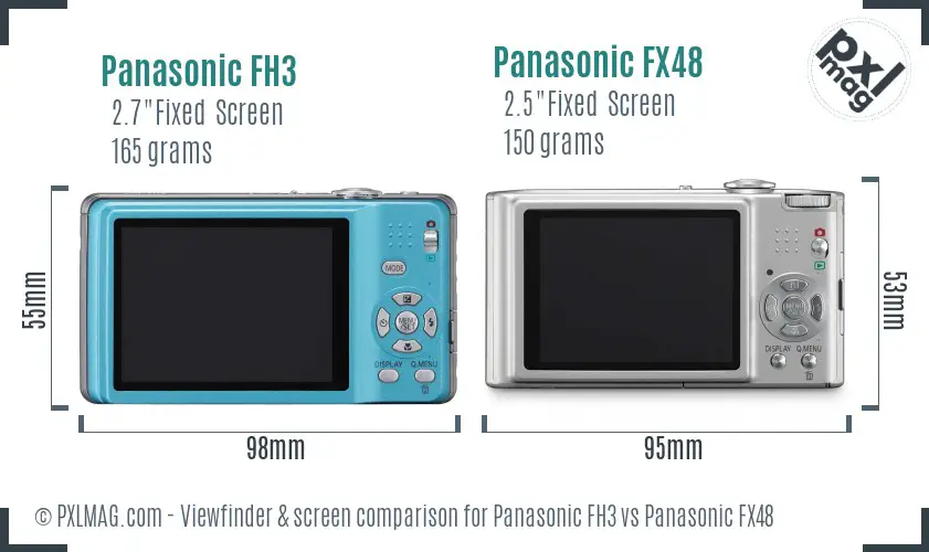 Panasonic FH3 vs Panasonic FX48 Screen and Viewfinder comparison