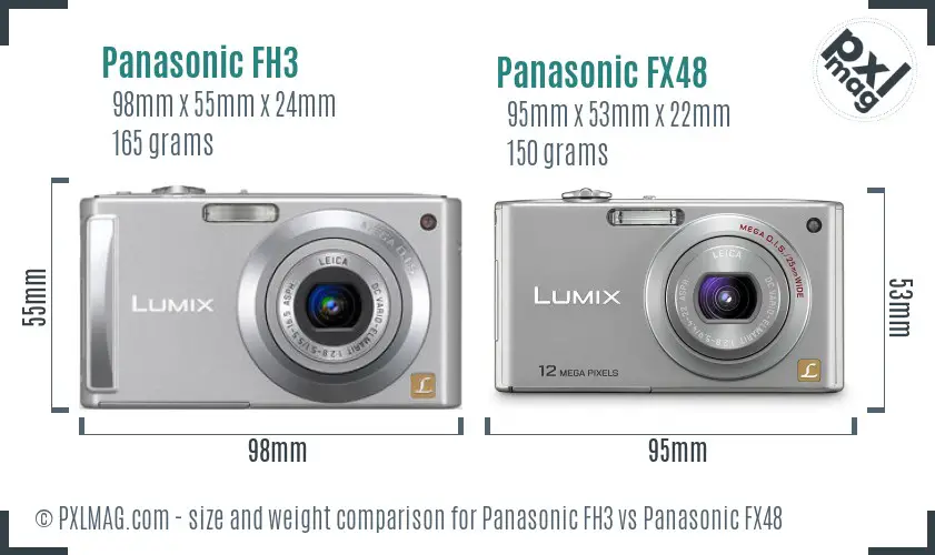 Panasonic FH3 vs Panasonic FX48 size comparison