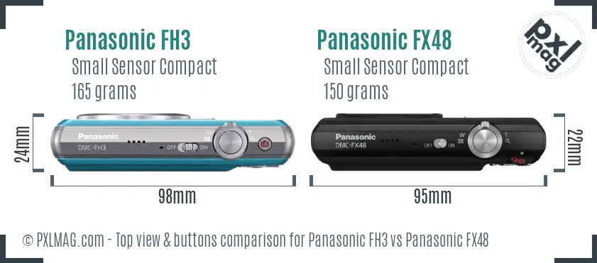 Panasonic FH3 vs Panasonic FX48 top view buttons comparison