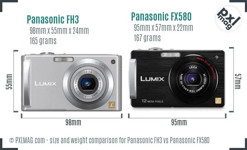 Panasonic FH3 vs Panasonic FX580 size comparison