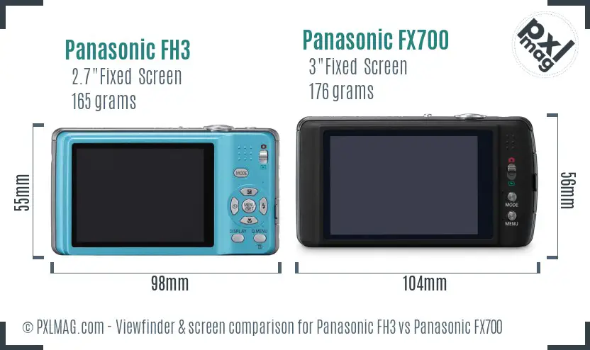 Panasonic FH3 vs Panasonic FX700 Screen and Viewfinder comparison