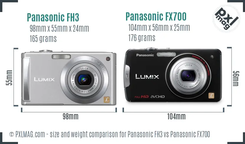 Panasonic FH3 vs Panasonic FX700 size comparison