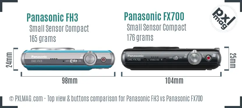 Panasonic FH3 vs Panasonic FX700 top view buttons comparison