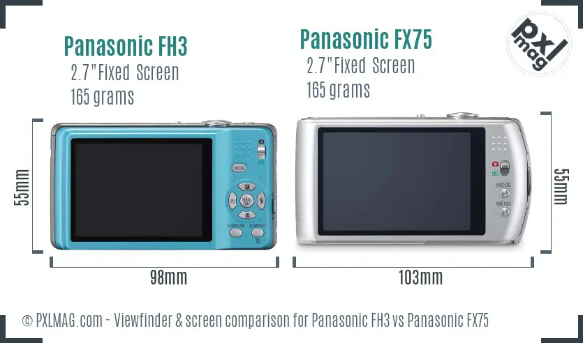 Panasonic FH3 vs Panasonic FX75 Screen and Viewfinder comparison