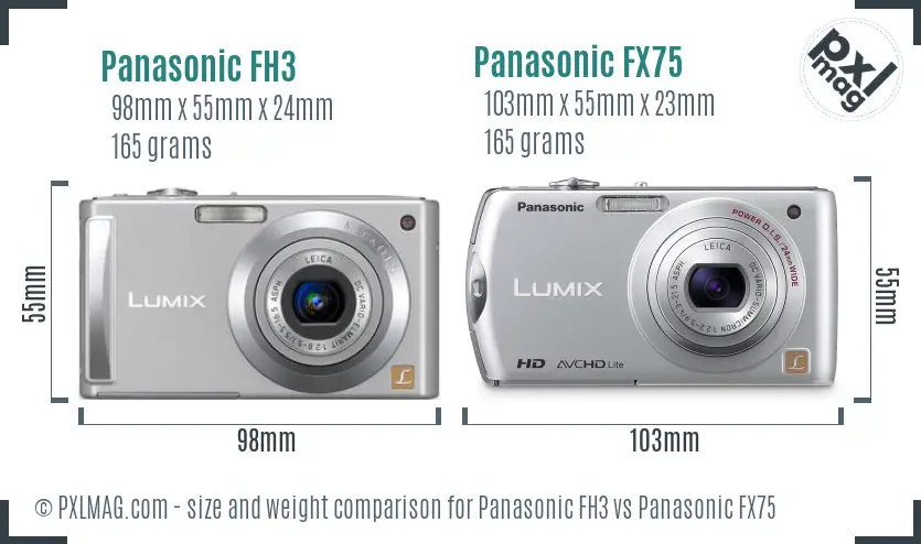 Panasonic FH3 vs Panasonic FX75 size comparison