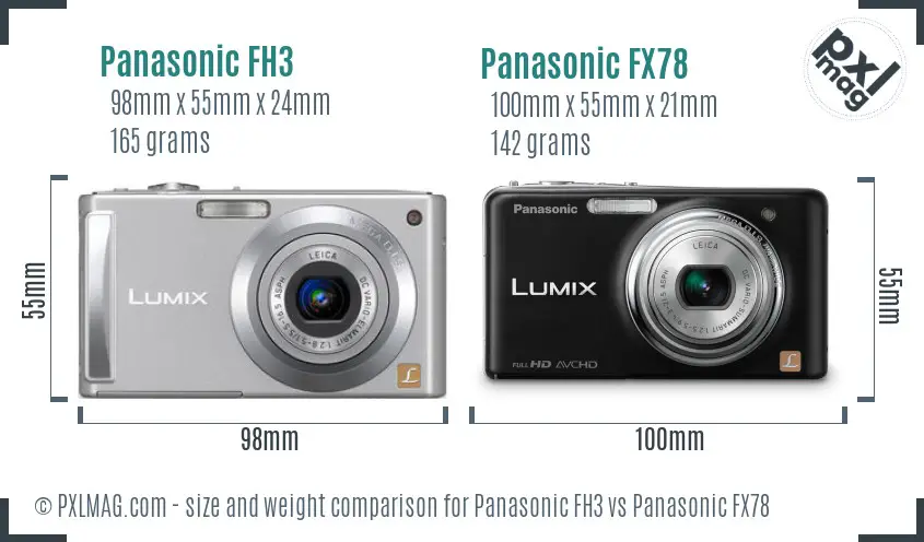Panasonic FH3 vs Panasonic FX78 size comparison